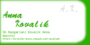 anna kovalik business card